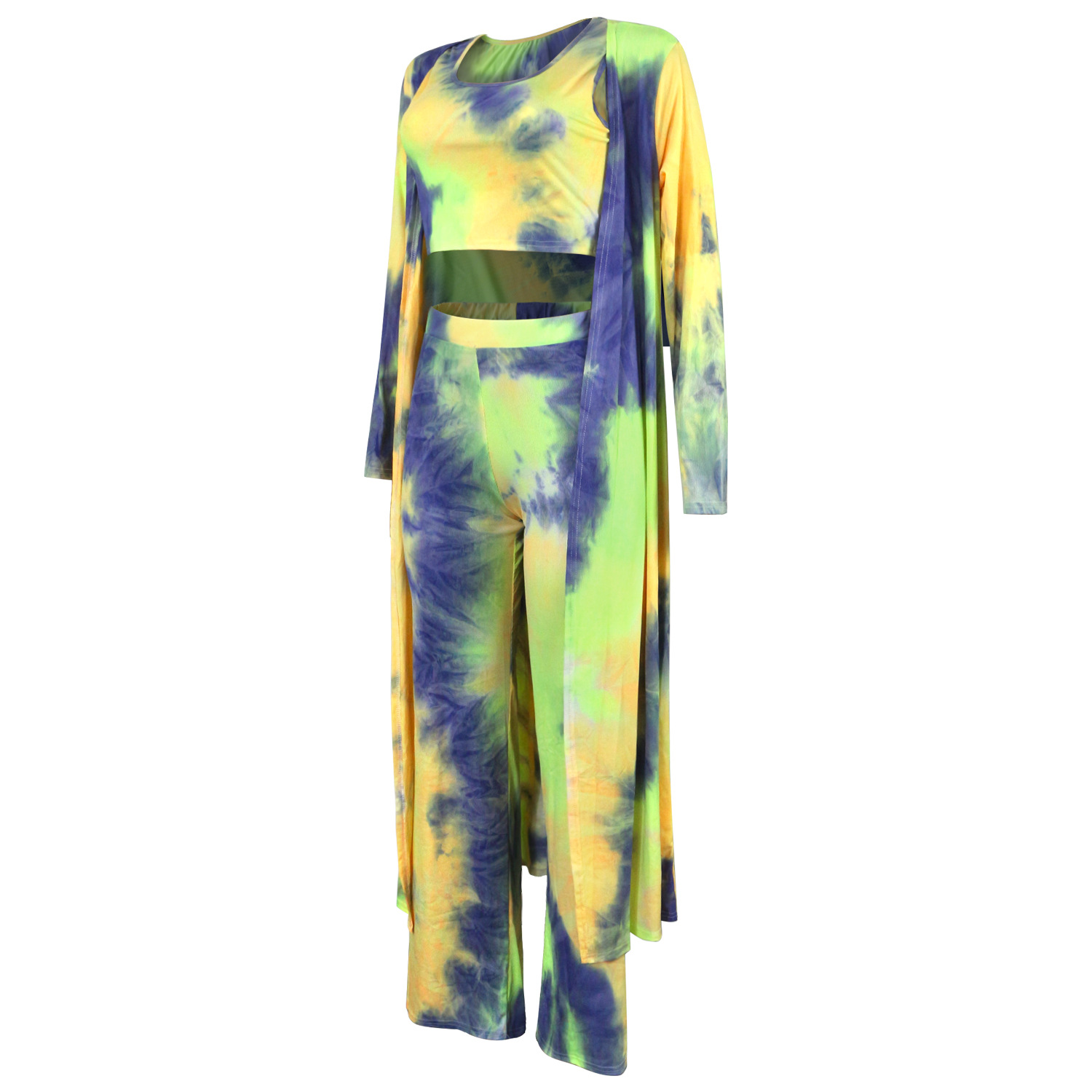 women s high elastic pit strip tie-dye three-piece suit nihaostyles clothing wholesale NSBMF80100