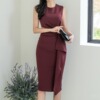 Slim cut out two piece buttock slit dress