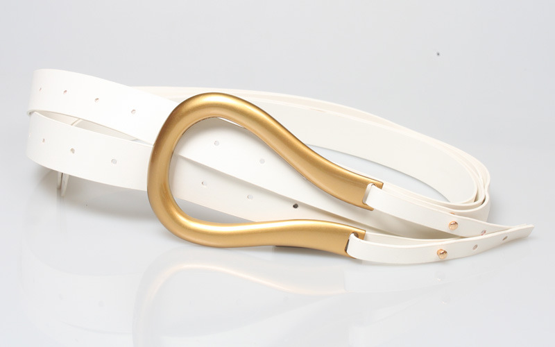 90g Weight Women'S Gender Khaki, Coffee, Grey, White, Black Color Fashion Large Metal Horseshoe Buckle Double Belt 10