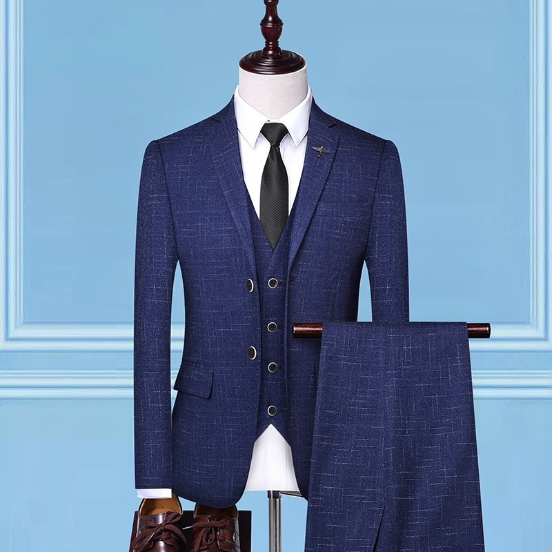 Hongerwo New Men's Clothing Spring and Autumn Men's Casual Suit Korean Style Slim-fit Three-piece Small Suit Formal Dress