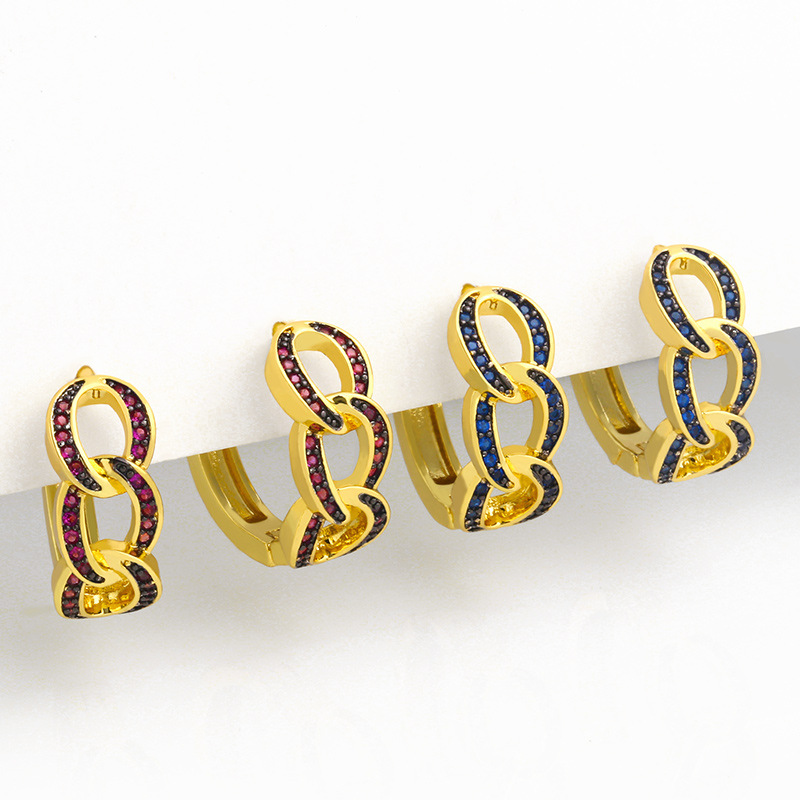 Hip-hop Micro-inlaid Zircon Twist Earrings display picture 11