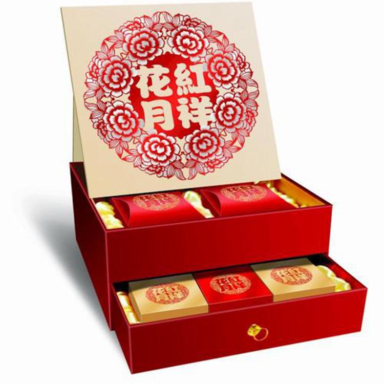 创意精装盒月饼礼品盒定 制 中秋节中国风双层抽屉式月饼盒定 做