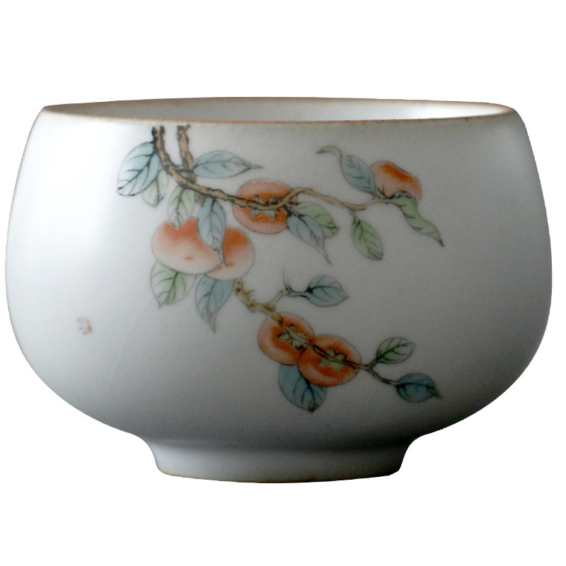 Azul Luna Blanco Ru horno taza de té Kung Fu Caqui cerámica antigua Ru porcelana pieza abierta Maestro Taza