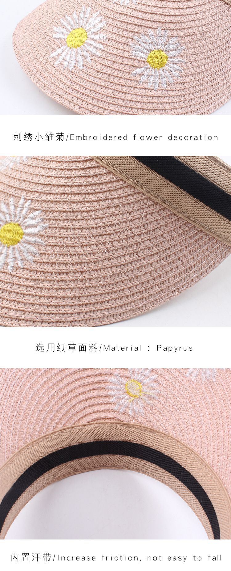 Women's Summer Hat Embroidery Headband Straw Hat Parent-child Children's Wild Holiday Hat Leisure Empty Top Hat Wholesale Nihaojewelry display picture 9