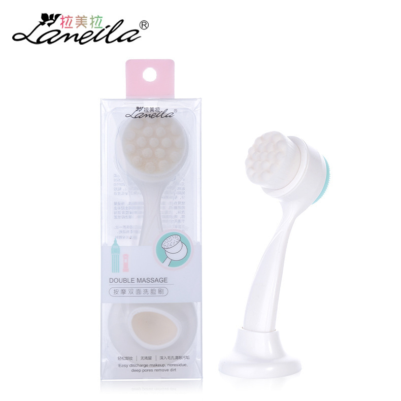 拉美拉 双面双效洗脸刷 硅胶洁面仪深层清洁手动软毛洁面刷 C0350