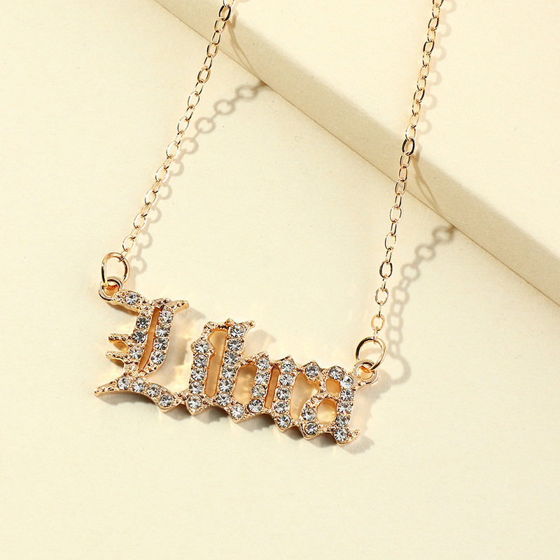 fashion  retro  diamond twelve constellation necklace