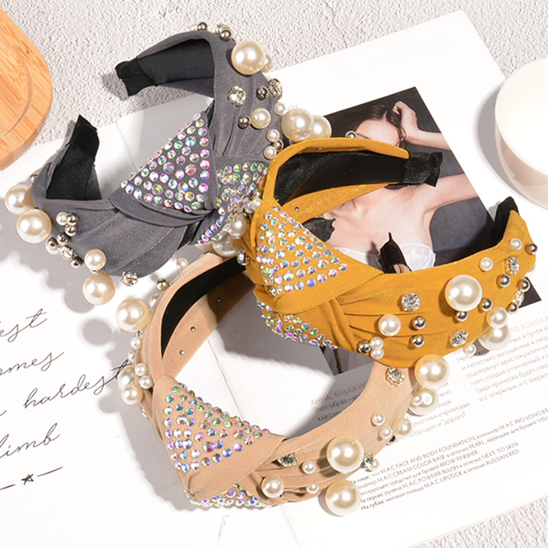 Fashion Diamond-studded Pearl Headband display picture 3