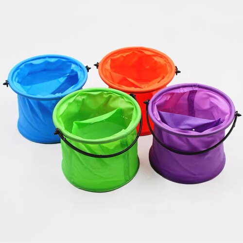 Small pen-washing bucket with compartment, portable folding retractable pen-washing bucket, painting beach and sea, no compartment small bucket