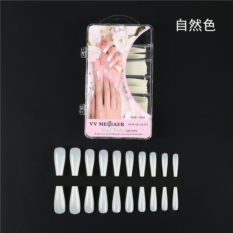 Uñas postizas largas transparentes 100 piezas - Forma trapezoidal larga - Full cover - Naturales - Para extensión de uñas - Venta al por mayor