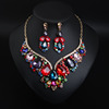 Jewelry, set, crystal, pendant, necklace and earrings, dress, accessories, European style, with gem, wholesale