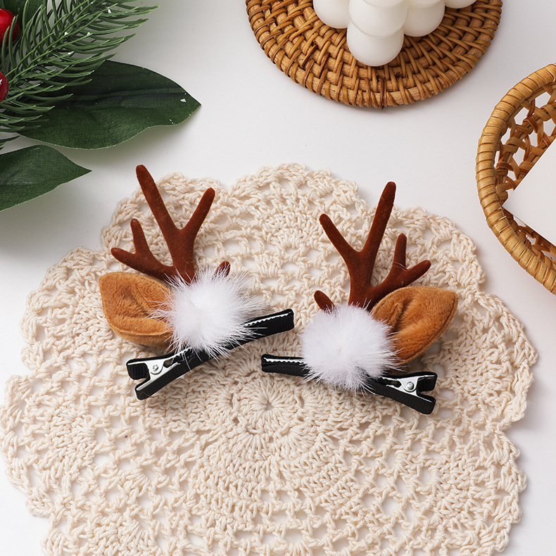 Christmas Headband Elk Hair Clip  Plush Ball Headband display picture 1