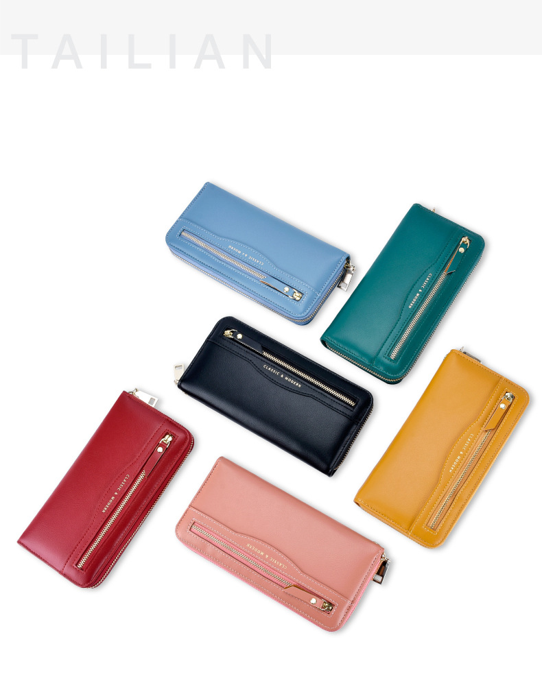 Women's Spring&summer Pu Leather Solid Color Fashion Square Zipper Long Wallet display picture 1