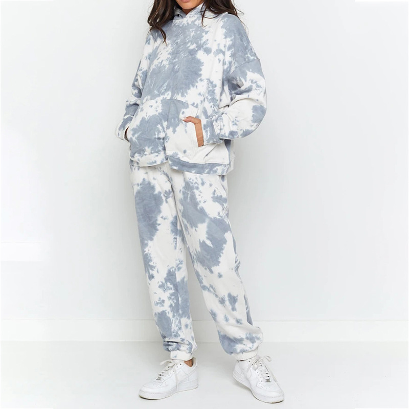 printing loose long-sleeved round neck sweatshirt set NSGE37880