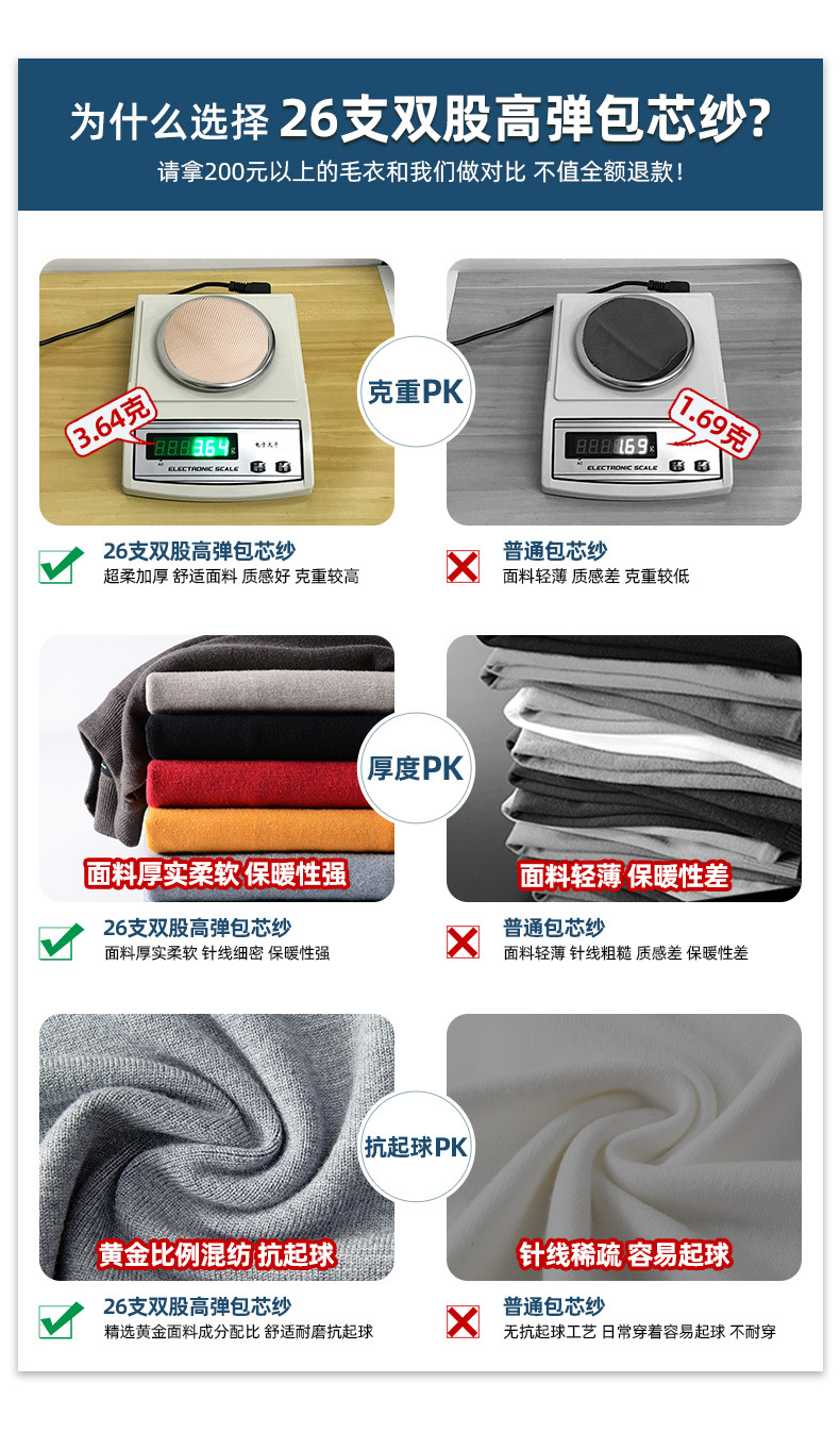 帮手描述图：半高领毛衣男装2020秋冬季针织衫中领厚款加绒打