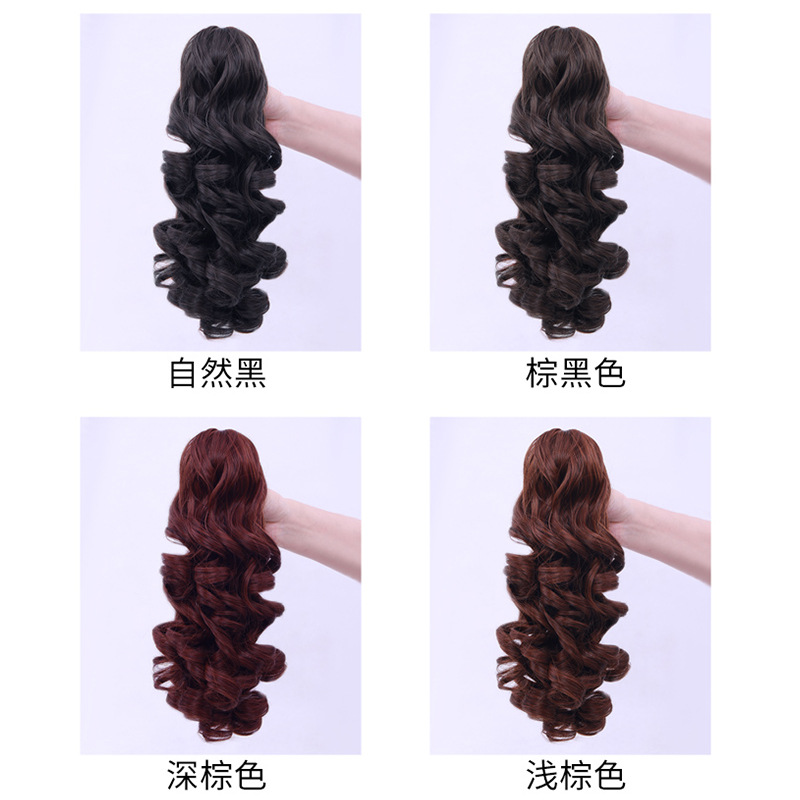 Peluca cola de caballo en línea celebridad chica clip de pelo rizado cola natural realista pelo mullido extensión media longitud peluca trenza cola