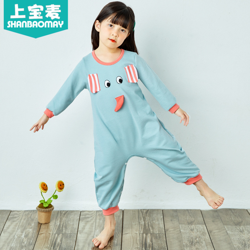 Shangbaomai Autumn and Winter Children's One-piece Pajamas Cotton Thickened Baby Pajamas for Boys and Girls Warm Animal One-piece Clothes
