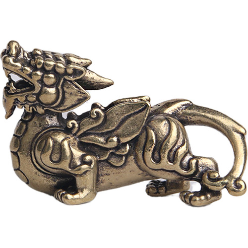 Solid brass vintage old flying Pixiu to attract wealth and treasure keychain pendant creative desktop ornaments crafts