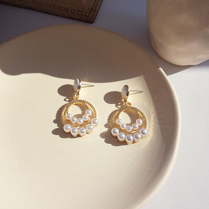 新款韩国珍珠耳环 气质简约冷淡风小巧显瘦耳坠时尚个性甜美耳饰