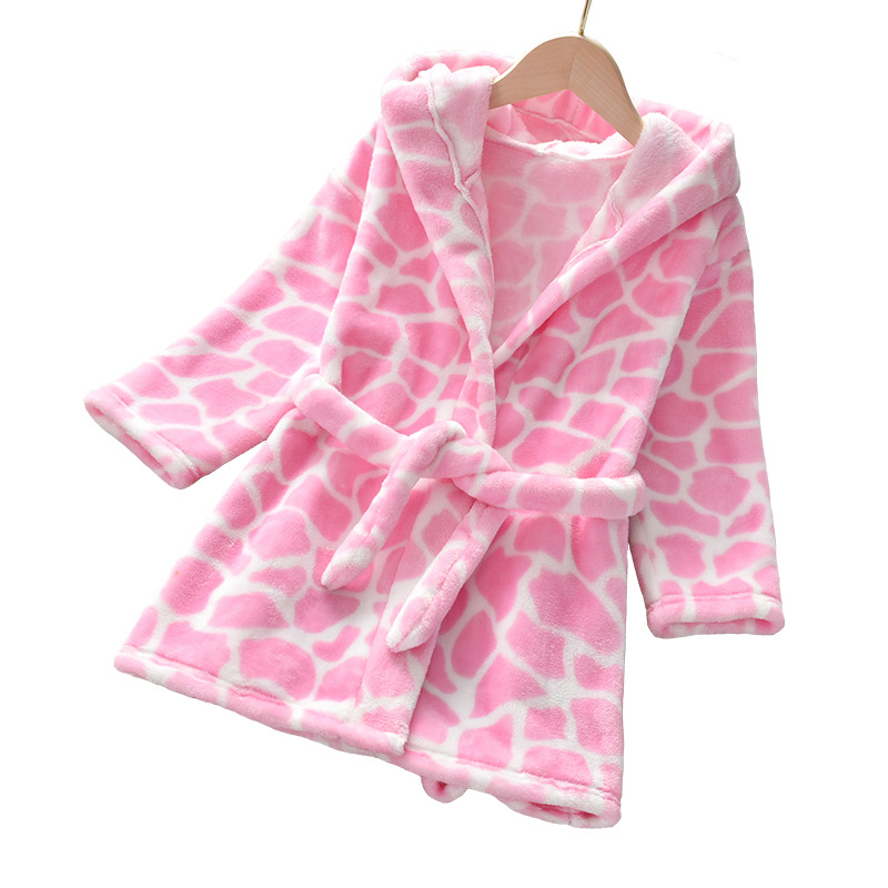 어린이 목욕 가운 플란넬 2024 새로운 가을  가을 겨울 소년 파자마 소녀 산호 양털 홈 의류 트렌디