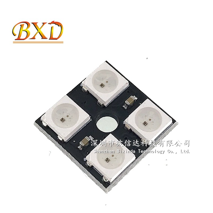全彩LED模块 彩色 WS2812B-4位 RGB LED 全彩驱动板模块 彩灯模块