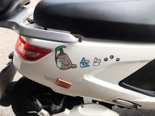 Car decal for electric motorbike, featuring a cute and personalized Catbus design, water-resistant, trendy brand sticker.