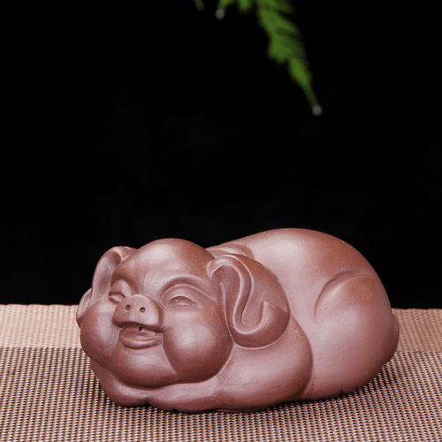 Yixing Zisha Lucky Pig Tea Pet Ornaments Manufacturer Wholesale Customized Crafts Handmade Gifts Tea Tray Tea Set Sculpture