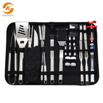 27件烧烤套装 bbq工具组合手提袋套装 不锈钢烤具套装 亚马逊专供|ru