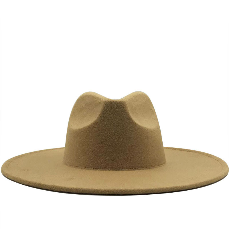 800g Weight Housewarming, Anniversary, Business, Wedding, Travel, Birthday, Festival Occasion Solid Color Pattern Unisex Gender Basic Style Khaki, Light Grey, Beige, Black Color Nihaojewelry Fashion Concave Shape Wool Woolen Big Brim Jazz Hat Wholesale 6