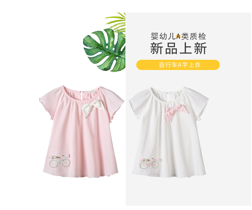 Ropa De Bebé De Verano Niñas De Manga Corta Chaqueta Suelta Coreana Estilo De Las Señoras Bordado Bebé Camiseta Al Por Mayor Nihaojewelry display picture 16