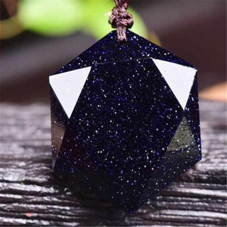 European And American Natural Obsidian Hexagram Pendant Necklace Sweater Chain Accessories Men And Women Factory Sales Wholesale