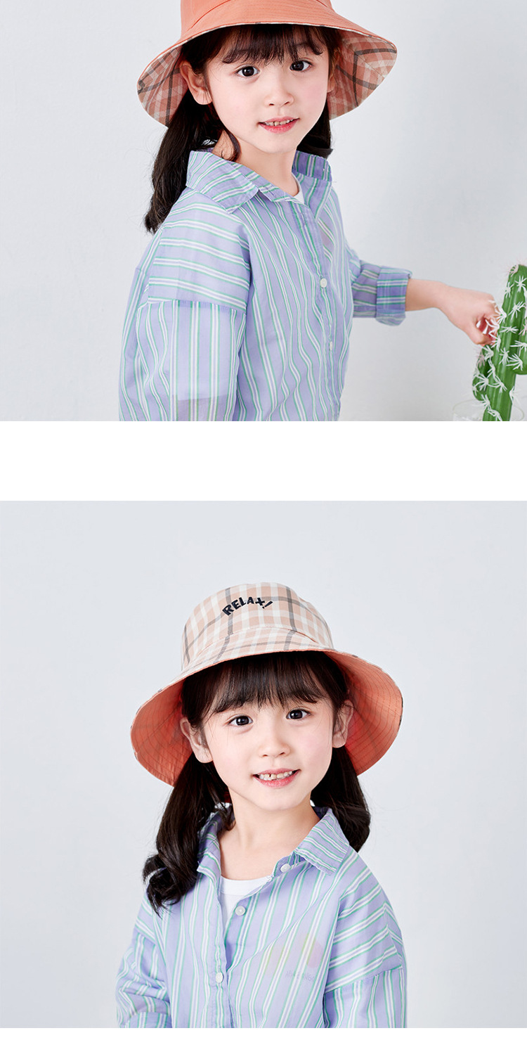 Baby Hats Spring And Summer Plaid Sun Hats Mbroidery Letters Fashion Fisherman Hats Wholesale Nihaojewelry display picture 9