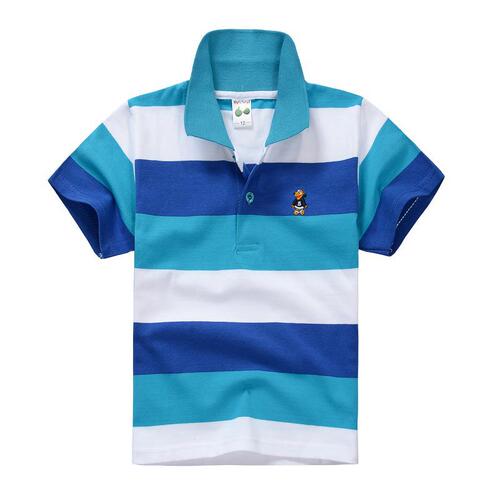 kids cross-border children's clothing, big children's spring and summer children's clothing, European and American style cotton striped T-shirts, polo shirts, short sleeves