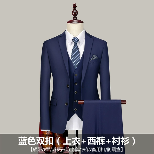 B dark blue double buckle (top+trousers+shirt)