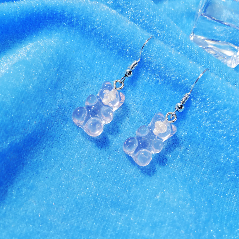 New Transparent Candy Color Bear Earrings Creative Retro Simple Bear Earrings display picture 9