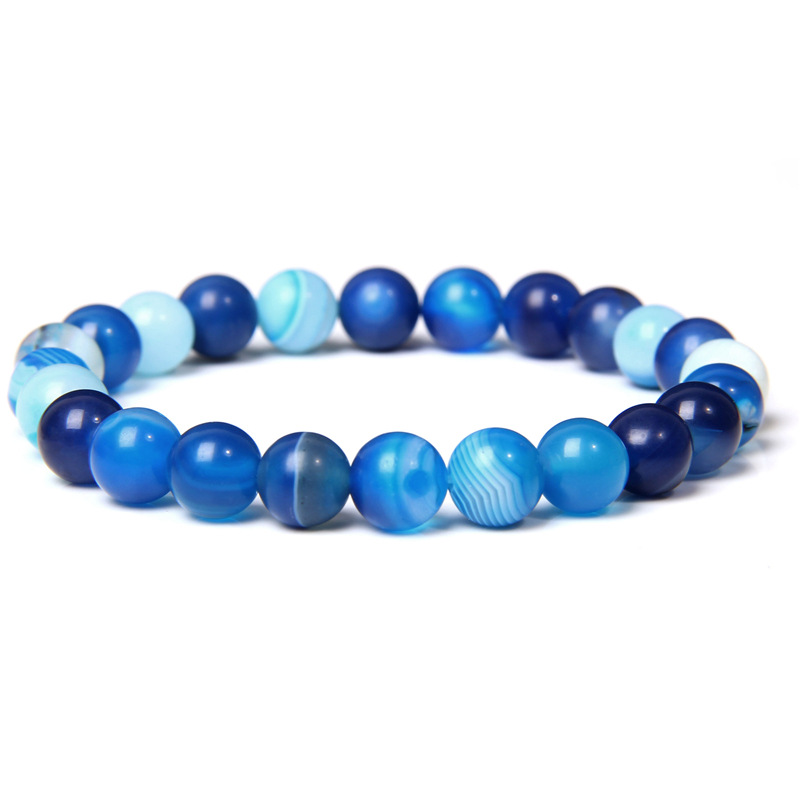 thumbnail image 1 of Amazon etsy cross-border hot style 8mm natural rayado ágata piedra cuentas perforadas pulsera hombres azul tira retorcida ágata, 1 of 2