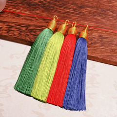 Gold-threaded ribbon cap screw cap tassels half-finished 8cm ring gold tassel fan pendant bookmark musical instrument hanging tassel