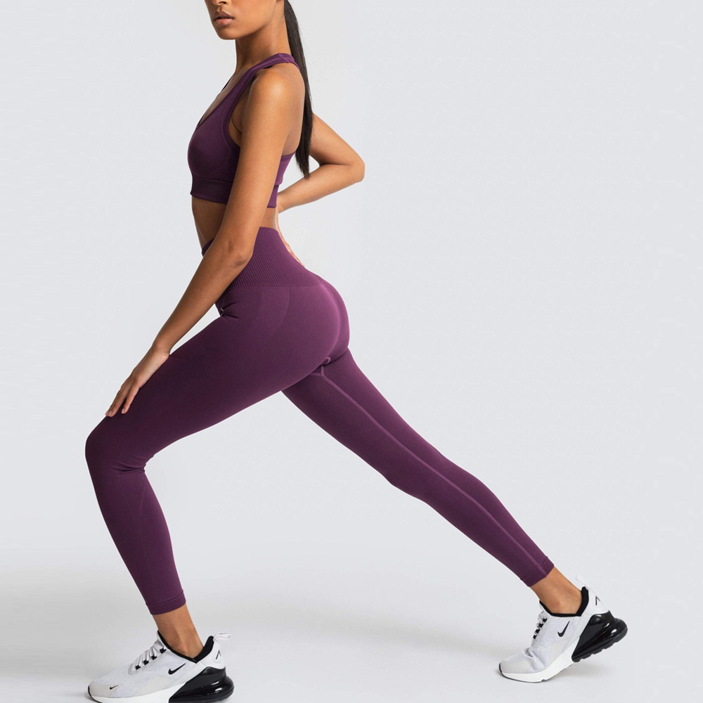 Traje de yoga deportivo de punto sin costuras NSNS23587