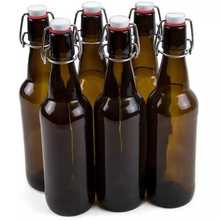 現貨批發避光茶色啤酒瓶1000ml不銹鋼卡扣啤酒瓶 棕色酵素瓶330ml