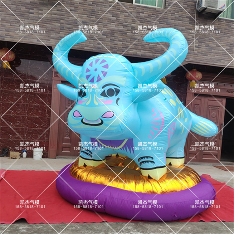 充气牛年吉祥物卡通十二生肖气模春节景区装饰布置充气金牛模型