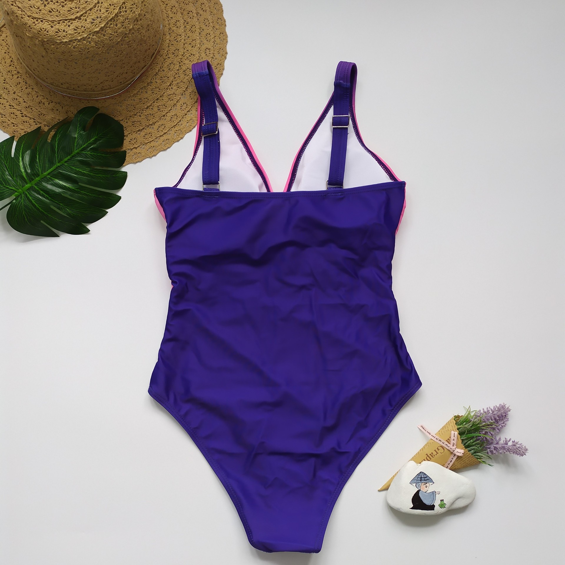 bikini traje de baño de una pieza de color degradado arcoíris NSHL3309