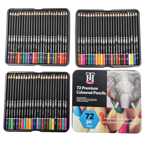 Cross-border hot-selling colored pencil set oil-based colored lead stationery art supplies 72 color lead iron box set