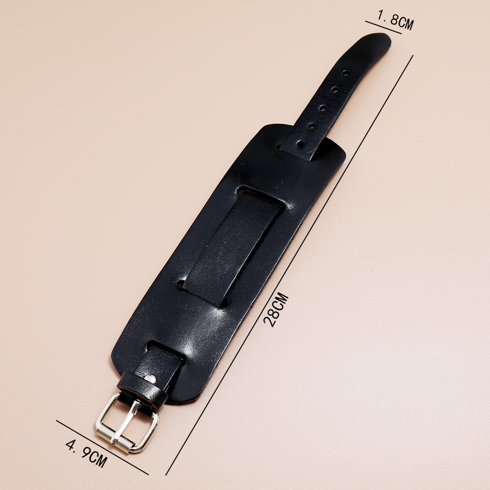 hot-saling retro menu0027s leather simple adjustable punk wide leather bracelet