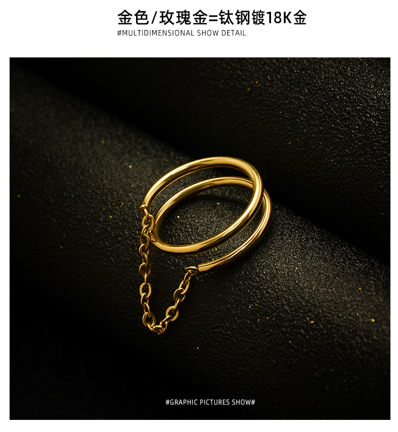 Retro Simple Index Finger Double Ring Titanium Steel Plated 18k Without Fading Wholesale display picture 4