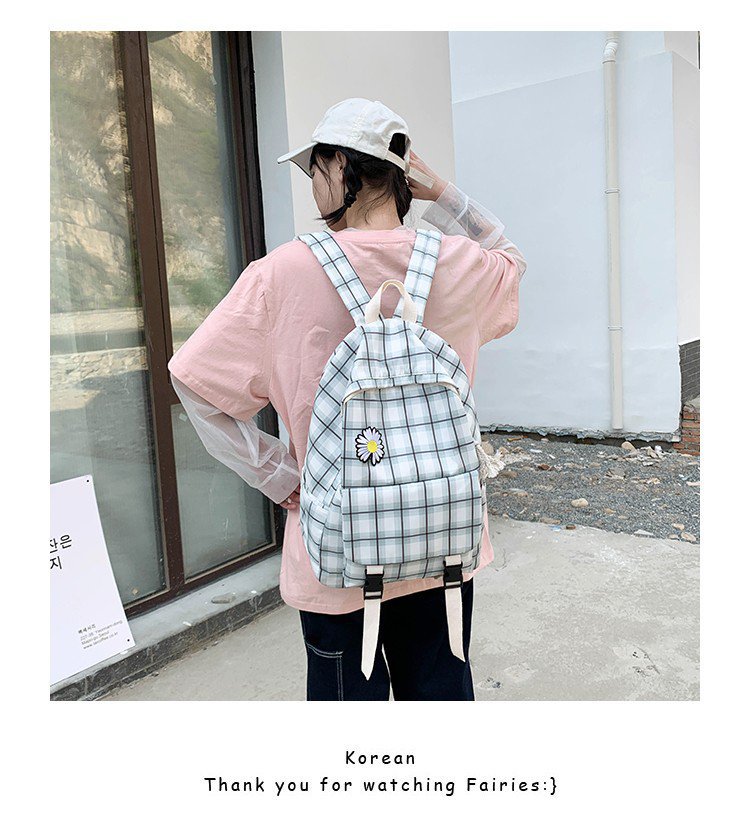 Korean Fashion Daisy Flowers Student Plaid Canvas Shoulder Bag Department Vintage Sense Girl Bag  Wholesale Nihaojewelry display picture 46