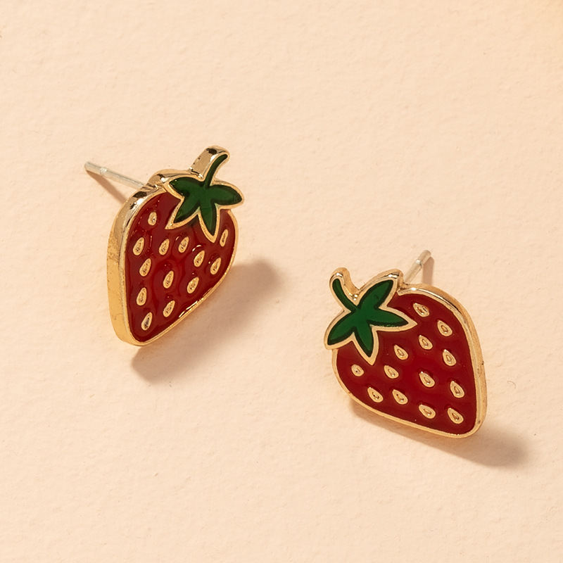 S925 Silver Cute Strawberry Earrings display picture 2