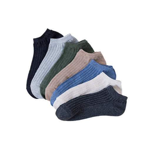 Men's Summer New Short Socks Plain Vertical Striped Boat Socks Comfortable Breathable Cotton Socks Wholesale