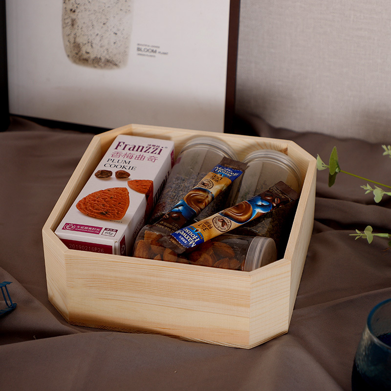 创意八边角形伴手礼喜糖囍铺梳子包装礼品木盒定婚结婚伴娘儿童|ru