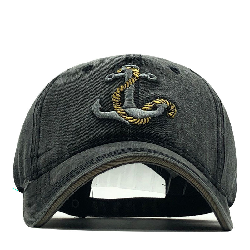 Herr baseballkeps i denim med broderat ankare_voghion.com