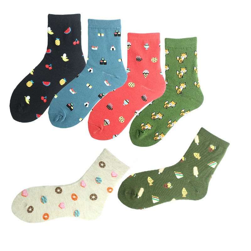 Women's Japanese Style Cartoon Cotton Jacquard Crew Socks A Pair display picture 3