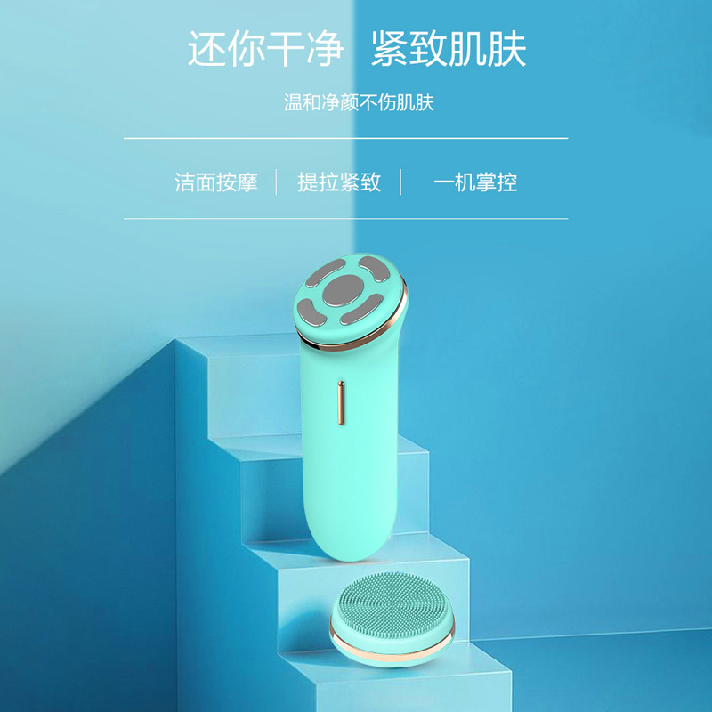 Cross border Best Sellers Electric silica gel Cleansing EMS Micro-current Import Cleansing Two-in-one Wash brush IPX7 waterproof